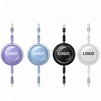 Cable de Carga Rápida Tipo-C Retráctil Tres en Uno de 100W con Logotipo Personalizado, 1.0m, Ecológico, para Computadora, Teléfonos Móviles e Impresora