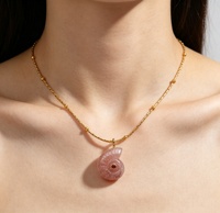 Nouveau Collier en Pierre Naturelle Océanique, Pendentif Coquillage, Acier Titane Plaqué Or 18K, Incrustation de Zircon, Vente en Gros pour Femmes