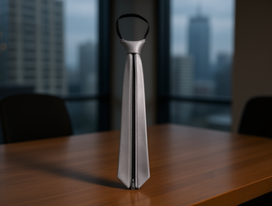 Cravatta con cerniera grigio argento 7,5 cm x 35 cm in raso stile classico business - Product Image 2