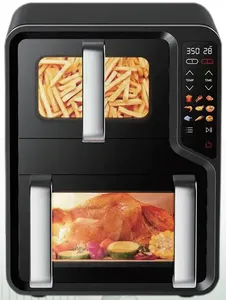 Friteuse à air double Anbolife 11,4 L (5,7 L + 5,7 L) 2800 W, panier amovible antiadhésif, facile à <span class=keywords><strong>nettoyer</strong></span>, non gras, avec fenêtre <span class=keywords><strong>de</strong></span> visualisation - Product Image 1