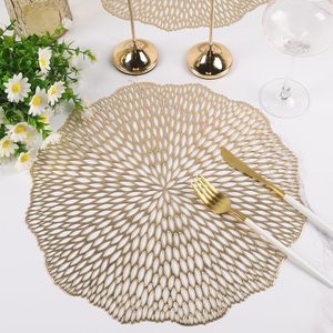 Tovagliette rotonde Set <span class=keywords><strong>di</strong></span> 6 tappetini da tavolo scavati lavabili lavabili in vinile tovagliette per decorazioni da cucina per feste nuziali - Product Image 3