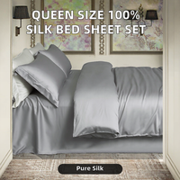 Ensemble de draps en soie de mûrier 100% pour lit Queen Size Uni pour literie en soie certifiée Toute saison