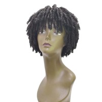 Nouveautés Perruque courte coupe pixie en fibres synthétiques de haute qualité, fabriquée à la machine, style afro torsadé naturel, fausses locks au crochet