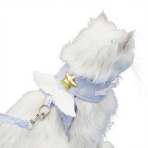 Coleira e Arnês Estilo Colete para Gatos e Gatinhos com Aplique de Asas de Anjo e Estrelas, Anti-Fuga, para Uso Externo, Suprimentos para Animais de Estimação - Product Image 1