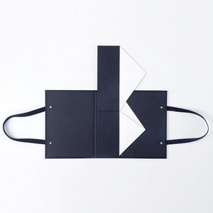 Luxury <b>Black</b> Collapsible Wig Hat Clothing Gift Box Folding Magnetic Closure with Ribbon Handle Custom Logo for Packaging - Product Image 4