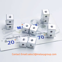 MALAXY 6 côtés M3M5M6M8M10 trous de vis bloc alliage d'aluminium connexion de verrouillage écrou carré support fixation filetage plaque bloc Cube