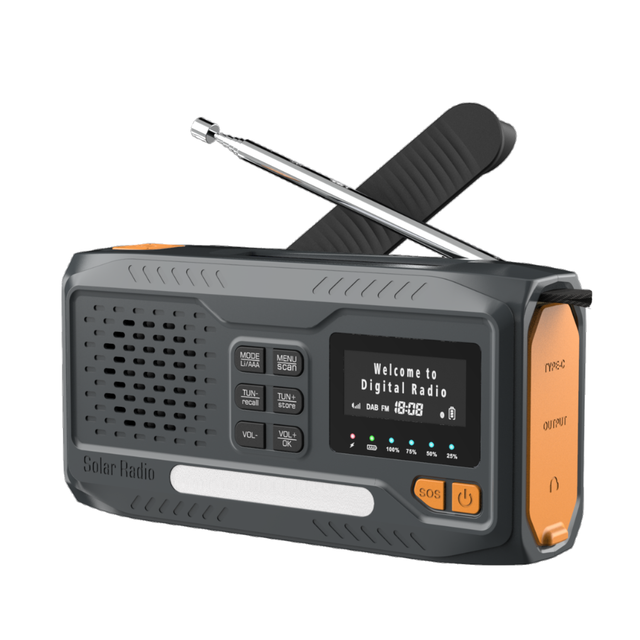Portable Outdoor Emergency Upgrade Radio Hand Crank Solar with DAB+ SOS Alarm Speaker Flashlight FM/AM Band Radio