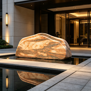 Pierre naturelle paysagère, roche décorative de jardin en granit jaune veiné, durable, pour aménagement vertical extérieur - Product Image 3