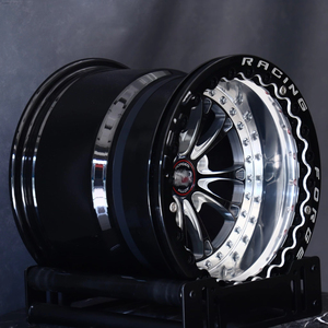 Ruedas de Drag Racing de 15x10 ET 0 5x114.3 5x115, Personalizadas con Beadlocks, de 2 Piezas, Forjadas, en Negro Brillante Fresado, con 10 Radios - Product Image 4