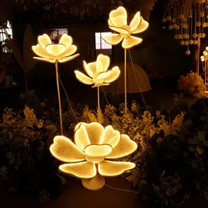 Luminescent Wedding Props Light Peony Flower Road Guide Four-piece Wedding Hall Venue Stage Romantic Decoration