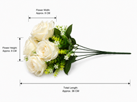 Fleurs artificielles YM de haute qualité, 7 têtes de roses artificielles, bouquet de roses rouges en soie pour la décoration de mariages et d'événements de la Saint-Valentin