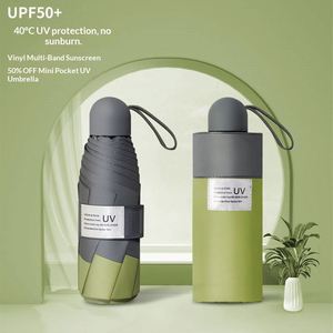 ร่มพับขนาดเล็ก 5 ตอน เคลือบกันรังสียูวี สีดำ ป้องกันแดดและฝน ใช้ได้สองแบบ น้ำหนักเบา พับเก็บได้ รูปทรงแคปซูล รับสกรีนโลโก้ ของขวัญ - Product Image 1