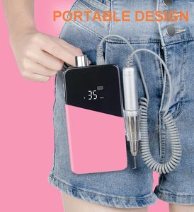 Professional Rechargeable Electric Nail <b>Drill</b> Portable Electric Nail File for Acrylic Gel Nail Beauty Salon Tools-<b>Pink</b> - Product Image 5