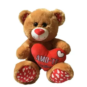 Wholesale Novelty Gifts Stuffed Animals Promotion Gifts Personalized 30CM Valentine Day Heart Plush Toy Funny Teddy Bear Name