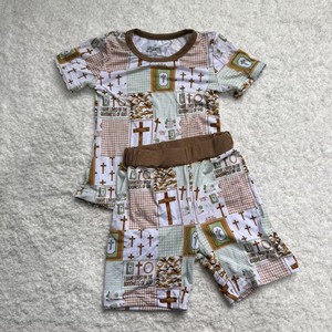 Set Camicia a Maniche Corte con Stampa per Ragazzi Stile Inglese Completo 2 Pezzi per l'Estate - Product Image 6