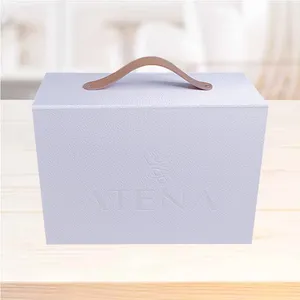 Custom Logo Cardboard Suitcase Gift Box Packaging Folding Quilt Paper Box Luxury Product Clothes Packaging Box With Handles