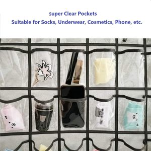Hanging Closet Organizer 30 Pockets Clear <b>Storage</b> For <b>Clothes</b> Jewelry Phone Over Door Wall Mount Grey - Product Image 5