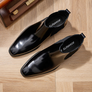 Bottines Chelsea en cuir artisanal pour affaires, bottines à enfiler avec côtés élastiques pour un usage professionnel, chaussures Oxford de soirée - Product Image 4