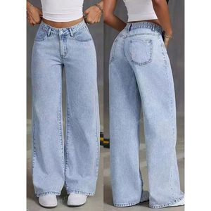 Jeans en denim <span class=keywords><strong>pour</strong></span> femmes, style doux et tendance, <span class=keywords><strong>taille</strong></span> haute, <span class=keywords><strong>grande</strong></span> <span class=keywords><strong>taille</strong></span>, coupe droite, ample, décontracté, pantalon d'été 145 - Product Image 4