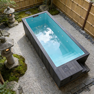 Petite piscine extérieure en bois, en fibre de verre, en acrylique, résistante aux UV, personnalisable, avec des carreaux de mosaïque, outils de piscine - Product Image 6