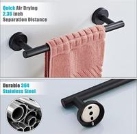 Ensemble d'accessoires de barre porte-serviettes pour hôtel et appartement, moderne et écologique, en acier inoxydable noir mat, mural, 5 pièces pour salle de bain