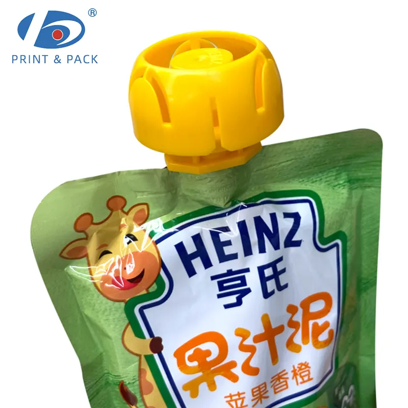 Custom Design Reusable Children's Food Jams Spout Pouch Bag Drink Pouch With Spout Packaging Fruit Drink Liquid Beverage Pouch