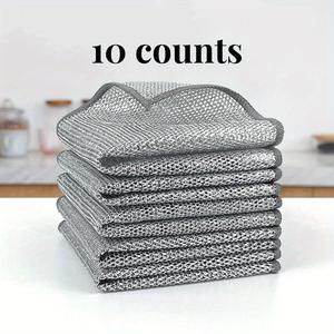 Chiffon de nettoyage en microfibre double couche avec fil argenté, réutilisable pour la cuisine, lot de 10, tendance - Product Image 2