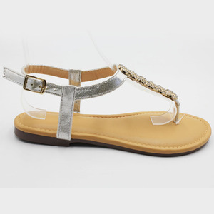 Damen T-Riemen Sandalen Mode Strass Flache Sandalen mit Knöchelriemen für Damen Sommer Kleid-Sandalen Lässige Damen-Flip-Flops - Product Image 2