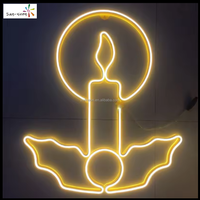 Luz LED Decorativa 2D con Motivo de Vela, Clasificación IP44, 2700K Blanco Cálido, Fácil Instalación para Decoración Exterior, Ramadán, Diwali, Navidad