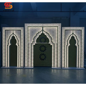 SMOOTH Muslim Style Acrylic Luxurious Durable Golden Lights Art Carving Arch Wedding Event <b>Backdrop</b> - Product Image 2