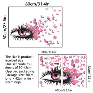 Venta al por mayor pegatina de pared personalizada PVC moda extraíble habitación de niñas pestañas ojo mariposas pegatina de pared decorativa <span class=keywords><strong>para</strong></span> dormitorio de niñas - Product Image 5