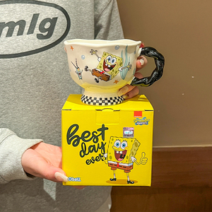 Tazze da Caffè e Bicchieri per Latte <span class=keywords><strong>SpongeBob</strong></span> <span class=keywords><strong>SquarePants</strong></span> da 360ml con Impugnatura per Uso Domestico, Regali, Feste e Bicchieri per Bambini - Product Image 2