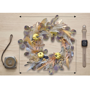 <b>Artificial</b> Autumn Pumpkin Wreath Decorative Door Hanging Floral Swag with Eucalyptus Leaves for Home Fall Harvest Decor - Product Image 3