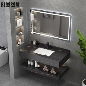 Phòng Tắm Sang Trọng Tủ Rock Slab Gốm Lưu Vực Tủ Rửa Bảng Treo Tường Loại Chậu Rửa Rửa Lưu Vực Combo - Product Image 5