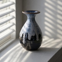 Mini vase en céramique vintage émaillé, forme poire, col évasé, petite taille, pour décoration d'étagère de salon, motif personnalisé, en stock