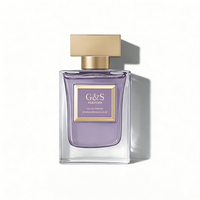 Flacon de parfum de luxe pour homme, boîte en verre 100 ml, forme plate avec logo personnalisé, design unique vert et or, par le fabricant