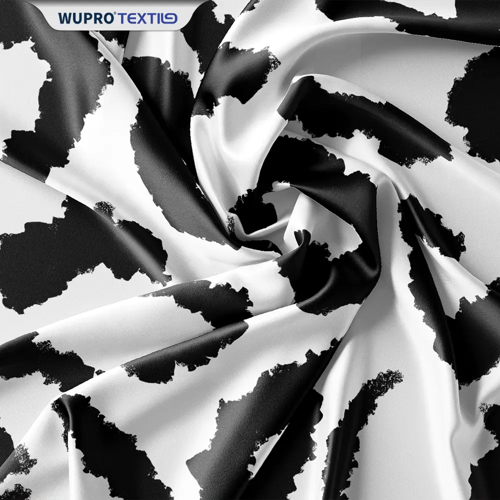Perlindungan Uv silikon reaktif setelan lapisan hewan polyester tenun warna tunggal liberty cetak lucu hitam macan tutul kain