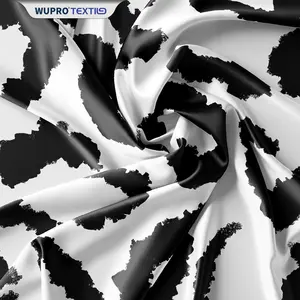 यूवी संरक्षण सिलिकॉन प्रतिक्रियाशील सूट अस्तर पशु पॉलिएस्टर बुना एकल रंग लिबर्टी प्यारा मुद्रित काले तेंदुए कपड़े