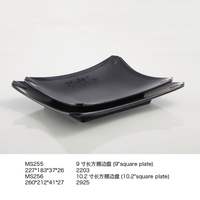 MS255 Batterie de cuisine japonaise pour restaurant de restauration rapide Rectangle classique Plat à sauce mélamine Assiette en plastique durable