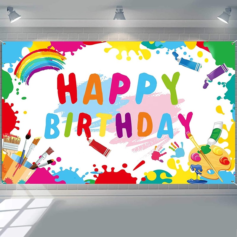 Modern Happy Birthday Party Backdrop 110x180cm