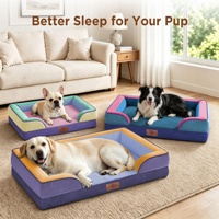 Lit pour chien à soutien doux, imperméable, en velours cristal, avec mousse orthopédique alvéolée et rebord, canapé pour animaux de compagnie, fabrication sur mesure