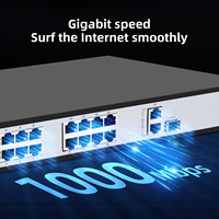 Commutateur PoE Gigabit non géré Tshield 16 ports, montage en rack, 10/100/1000 Mbps, 38 Gbps avec SFP pour réseau CCTV, en stock