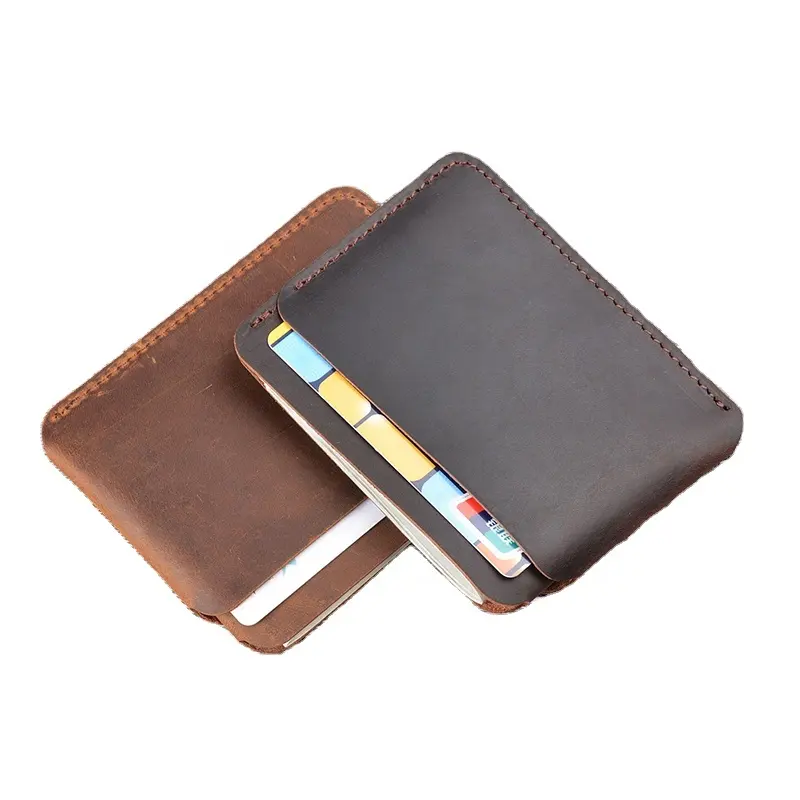 Small RFID Blocking Front Pocket Bill Folds Metal Money Clip Wallet Travel Genuine Leather Card Holder