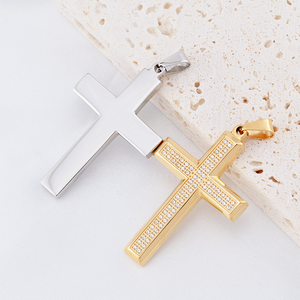 हिप हॉप स्टेनलेस स्टील हार आदमी लक्जरी स्टेनलेस स्टील पुरुषों गहने सोने की प्लेटेड ब्लिंग घन ज़िरकॉन क्रॉस - Product Image 3