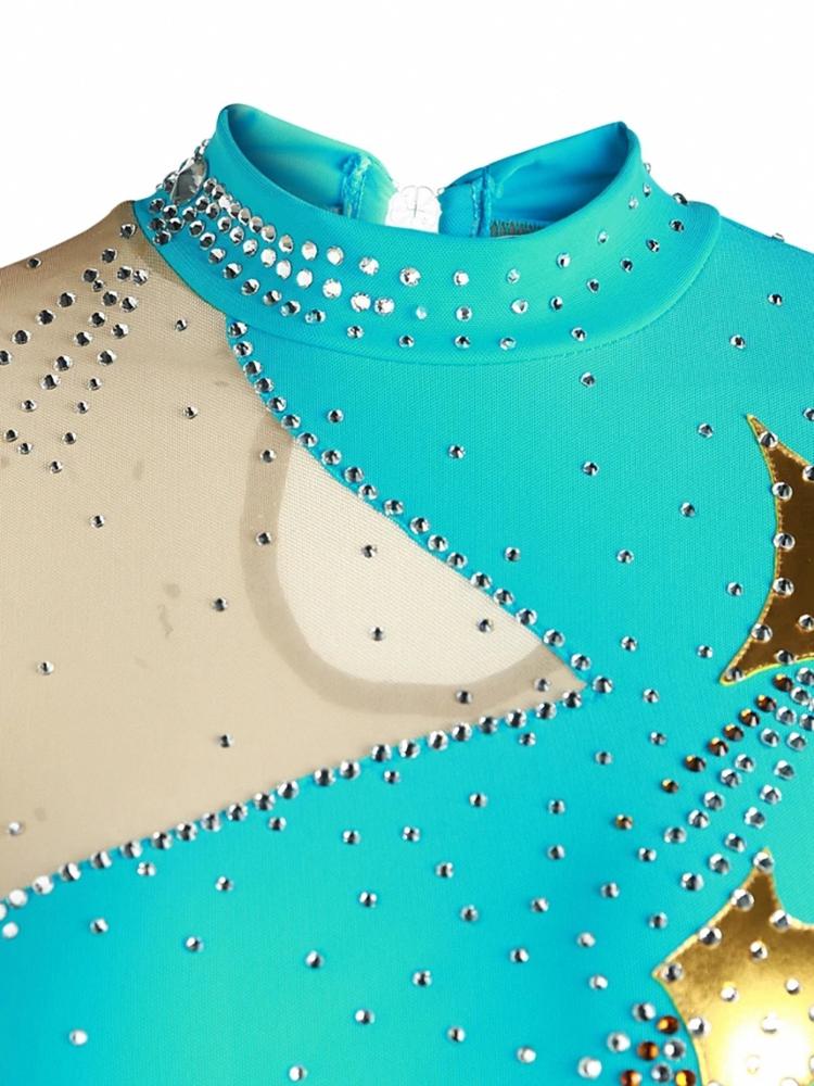LIUHUO Vestito da Pattinaggio Artistico su Ghiaccio per Ragazze Donne Elegante Blu Stage Wear Girls Costume per Gara, Blu, S