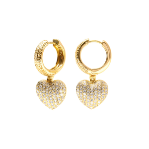 Orecchini a Cerchio Chopard Heart in Oro Bianco con Cristalli e Micro Inserti di Strass, Romantici per Uso Quotidiano Femminile - Product Image 1