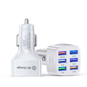 Alimentation directe d'usine unique populaire 6 ports USB chargeur de voiture QC 3.0 5V 2.4A charge rapide