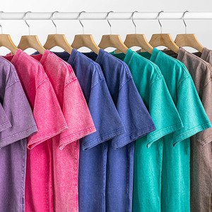Hombres 100% algodón 230 Gsm alta calidad lavado ácido personalizado Vintage Hip Hop Streetwear Oversized Boxy gimnasio Casual camiseta suelta estampado - Product Image 4
