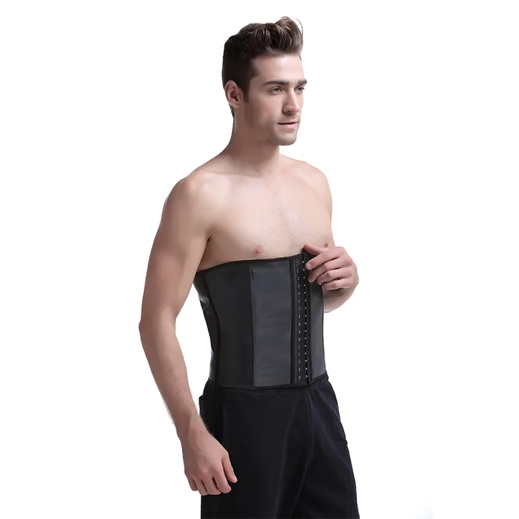 Male Style black color men compression large latex waist trainer for Keep in shape