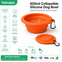 Bol pliable en silicone portable de 600 ml pour chiens et chats, avec bord large et base stable, pour nourriture et eau, idéal pour les voyages en plein air et le camping